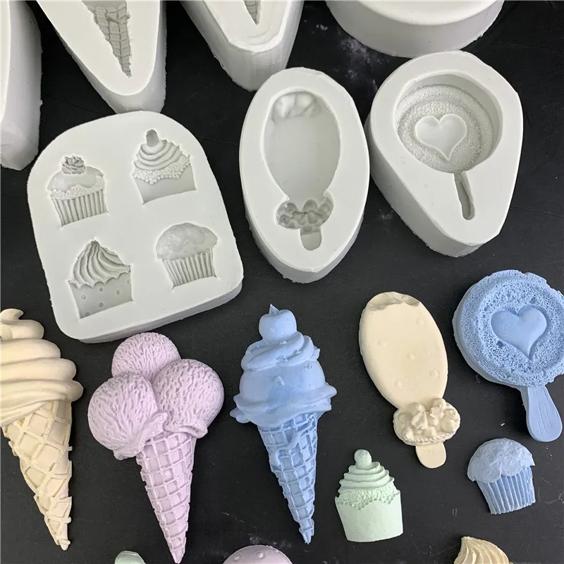 

3D Ice Cream Shaped Silicone Mold DIY Decoration Tools Fondant 3D Mould Baking Tools