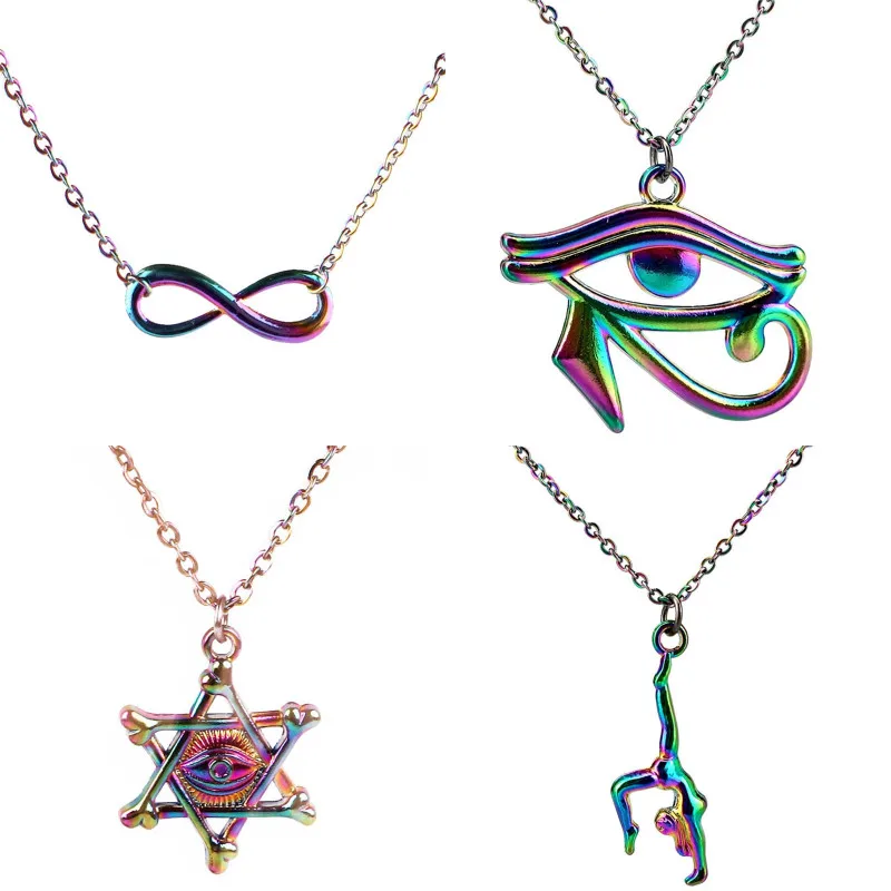 Радуга Египет Horus зла ожерелье с подвеской глаз вечная восемь цепочка колье для