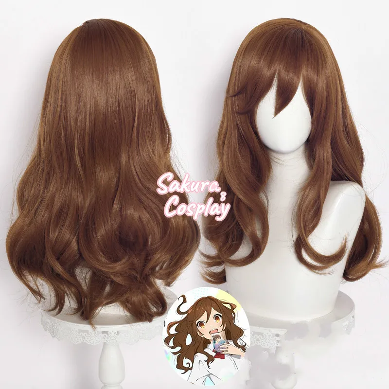 

Anime Kyoko Hori Horimiya Cosplay Long Curly Brown Costume Heat Resistant Synthetic Hair Halloween Carnival Party + Free Wig Cap