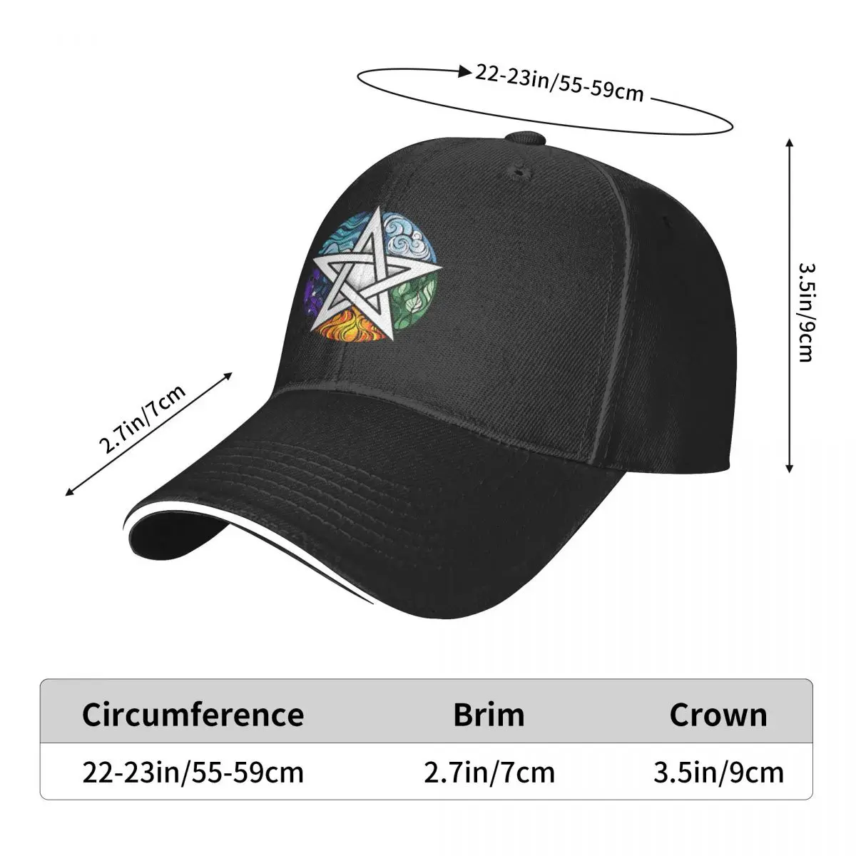 

Unisex Cotton Cap For Women Men Pentagram Fashion Baseball Cap the metal band Adjustable Outdoor Streetwear Hat
