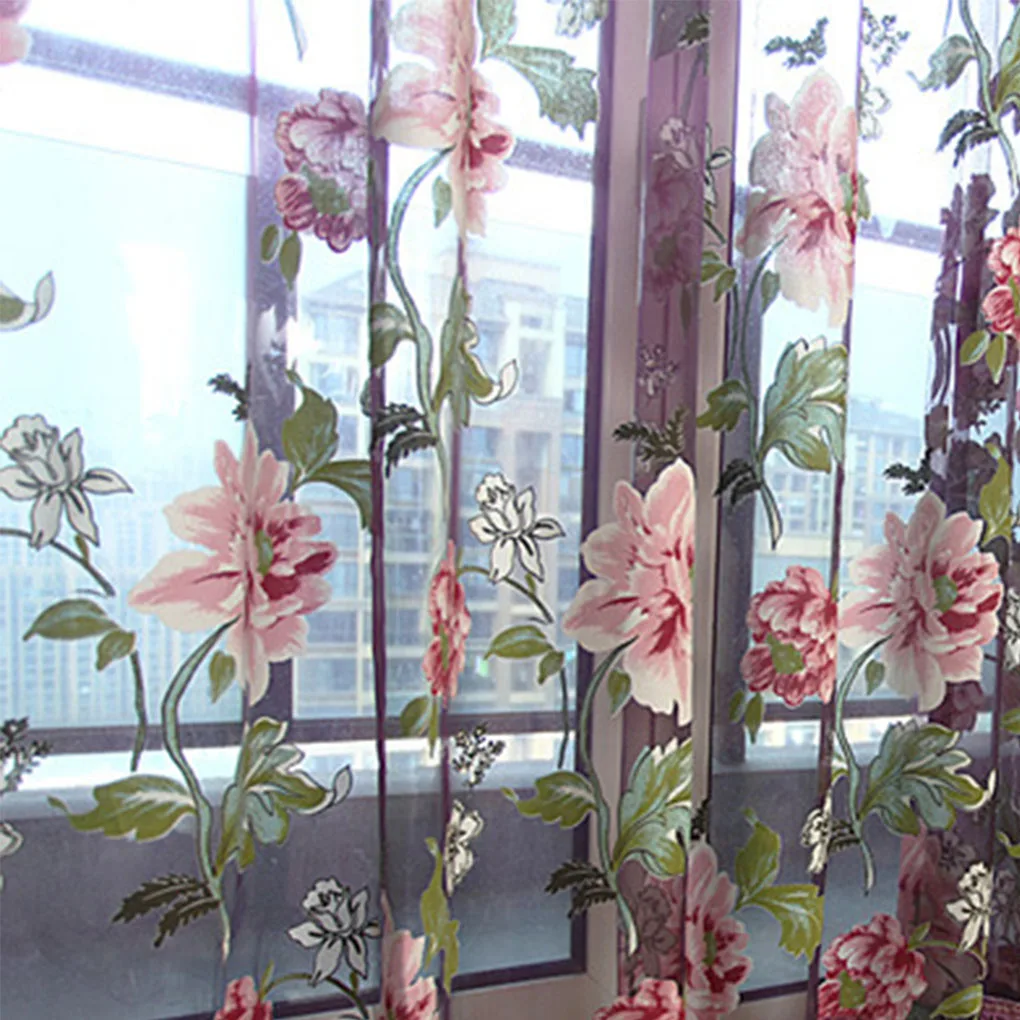 

Window Curtains For Living Room Blackout Curtains For Bedroom Elegant Floral Pattern Tulle Door Drape Valances Pink