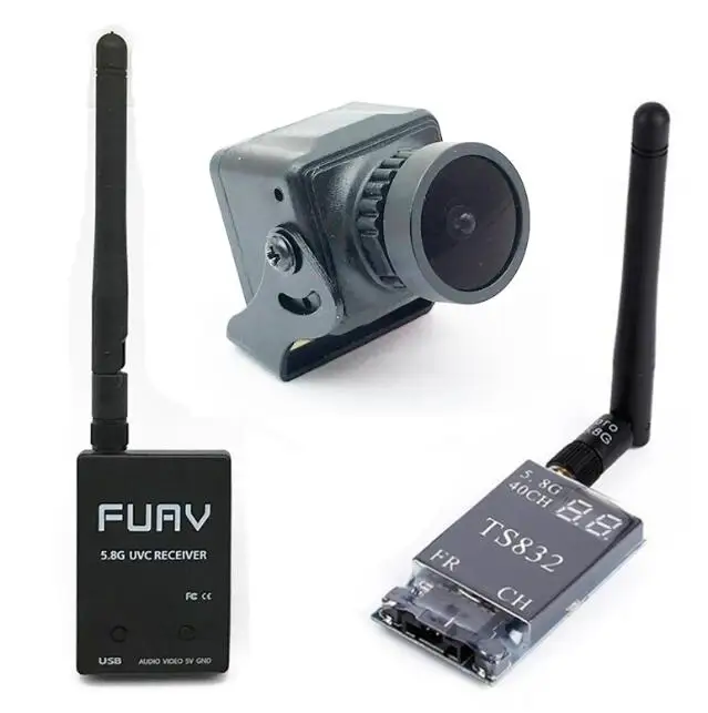 5,8G TS832 48CH 600 mW передатчик и 5,8G fpv-приемник UVC видео Downlink OTG VR Android телефон мини 1200TVL CMOS 2,5 мм FPV камера - Цвет: With black  Camera