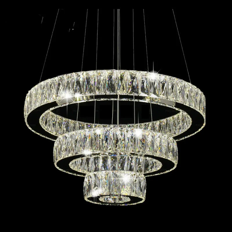 

Modern LED K9 Crystal Chandelier Light Fixture for Ding Room Kitchen Restaurant Hanging Lamp Suspension 1 Ring 2 Ring 3Rings