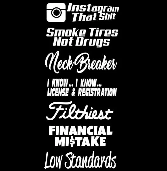 

For 7 Car Sticker Decal Pack/Lot Euro Low Racing Drift Boost Funny Turbo