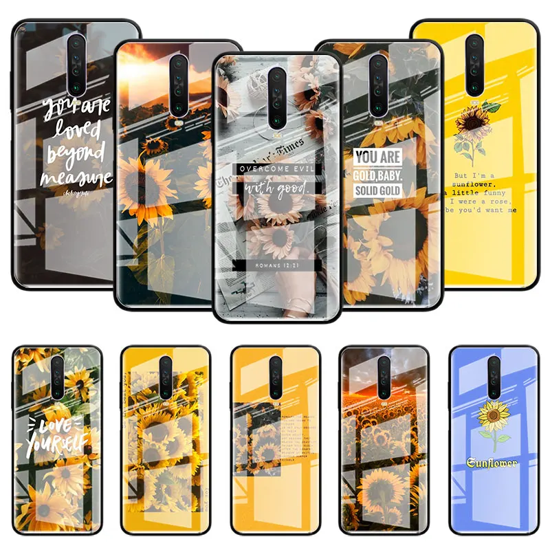 

Glass Case For Samsung Galaxy S20 FE S10 S9 S8 Plus Note 20 Ultra 10 Lite 9 8 Tempered Phone Cover Capas Sunflowers Story Beauty