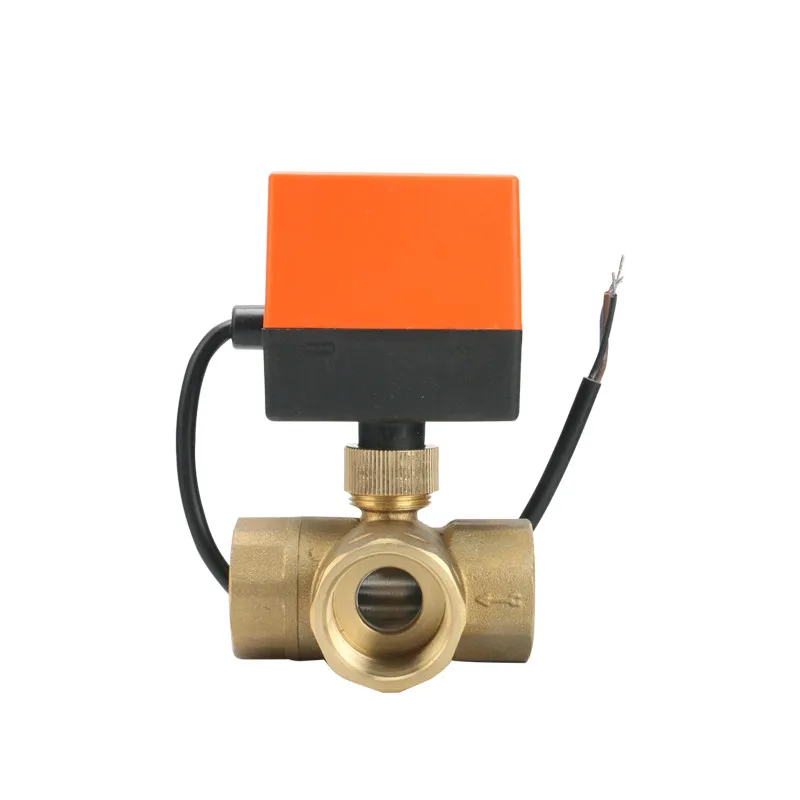 3 ходовой ac220в/24В DC5V/12В/24В латунный моторизованный шаровой клапан электрический
