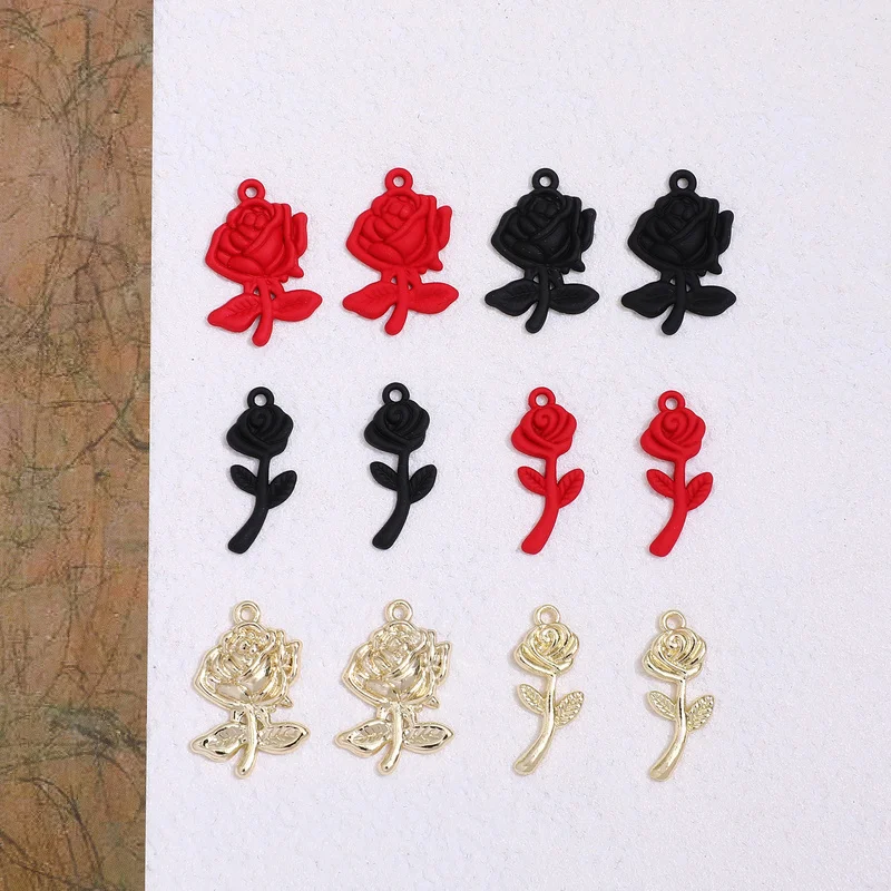 

Ретро Красная Черная роза цветок сплав кулон сделай сам серьги ручной работы ювелирные изделия браслет ожерелье аксессуары материал