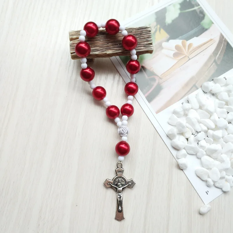 QIGO новый искусственный жемчуг эластичный крест четки браслет Религиозные