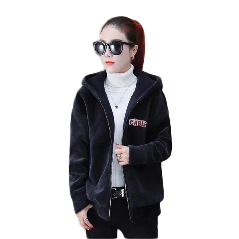 Fashion Youth clothing Shaggy Coat Women Fur coat Imitation lamb wool jacket Autumn / Winter Hooded Outerwear Factory Outlet 329