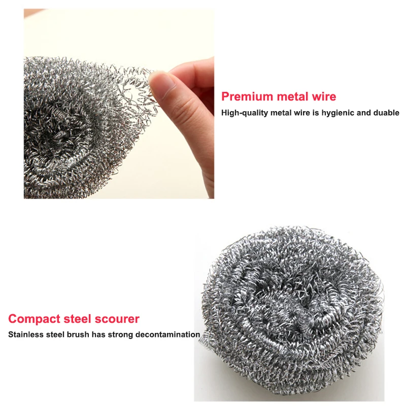 

Stainless Steel Scourer Wire Dish Pot Kitchen Cleaning Ball Perfect For Cleaning Pot Bowl Dish Cooking Bench Barbecue Grill Etc