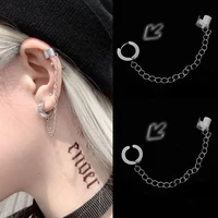 1pcs fashion punk stainless steel clip earring for teens women men ear cuffs street cool jewelry silver color chain ear clip