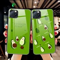 avocado funny fruits pattern tempered glass case for iphone 13 11 12 pro max mini xs max xr x 7 8 6 plus se 2020 silicone cover