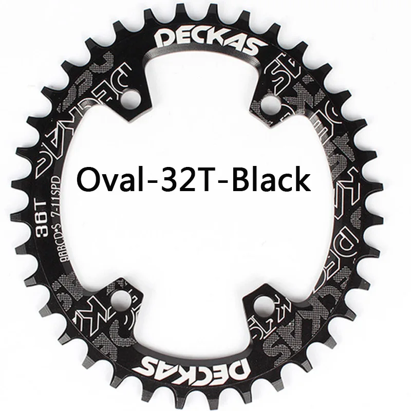 DECKAS 32 T-38 T 104bcd MTB велосипедная цепь узкий широкий Овальный шатун Болты для велосипеда - Цвет: Oval-32T-Black