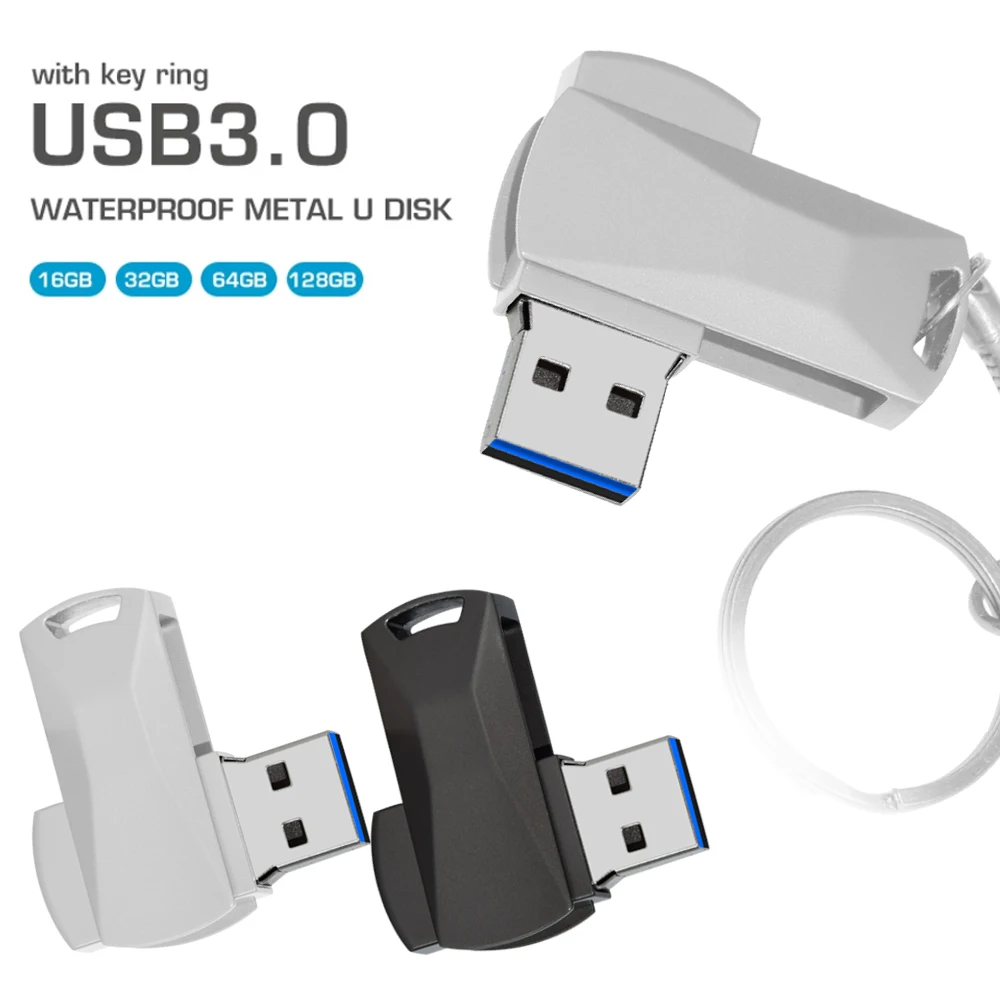 

Mini USB 3.0 USB Flash Drive 16GB 32GB Metal Pendrive 64GB 128GB Waterproof Pendrive USB Flash Memory Stick with key Chian
