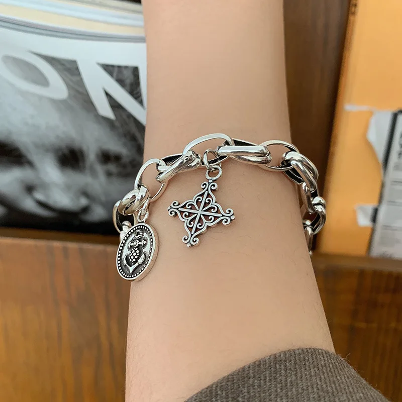 Женский браслет из серебра 30% пробы с крестом и якорем | Украшения аксессуары