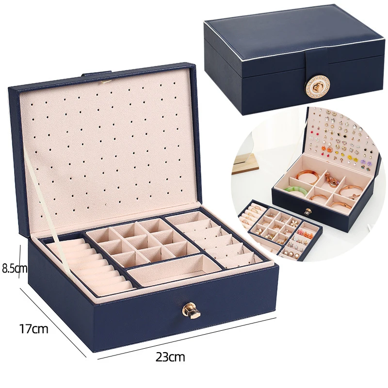 PU Leather Jewelry Box Storage Box Ring Display Lady Case Portable Jewelry Organizer for Necklaces Joyeros Organizador De Joyas