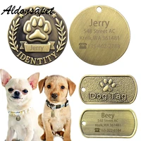 custom retro military name dog tag personalized engraved metal dog nameplate pet dog collar id name tags for labrador bulldog