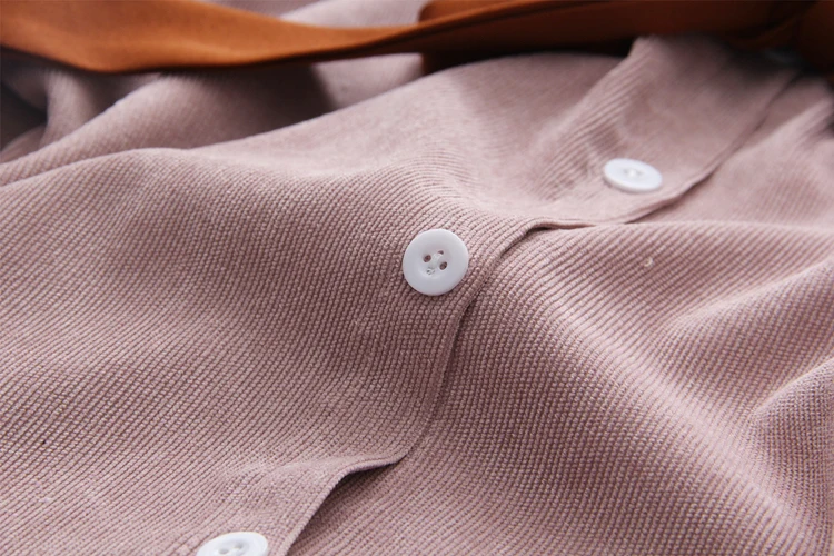 

Women Corduroy Shirts 2020 Autumn Winter Female Fashion Solid Bowknot Casual Peter Pan Collar Vintage Long Sleeve Blouse Tops