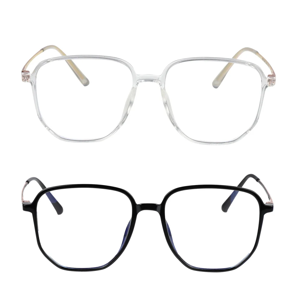

2pcs Blue Light Blocking Glasses Fashionable Glasses Polygonal Anti-blue Glasses