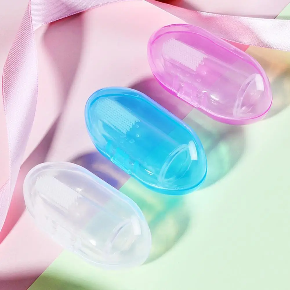 

1 Set Soft Baby Finger Toothbrush and Box Silicone Brush Infant Baby Tooth Teeth Cleaning For Newborn Brush Hygiene Care Br F2N6