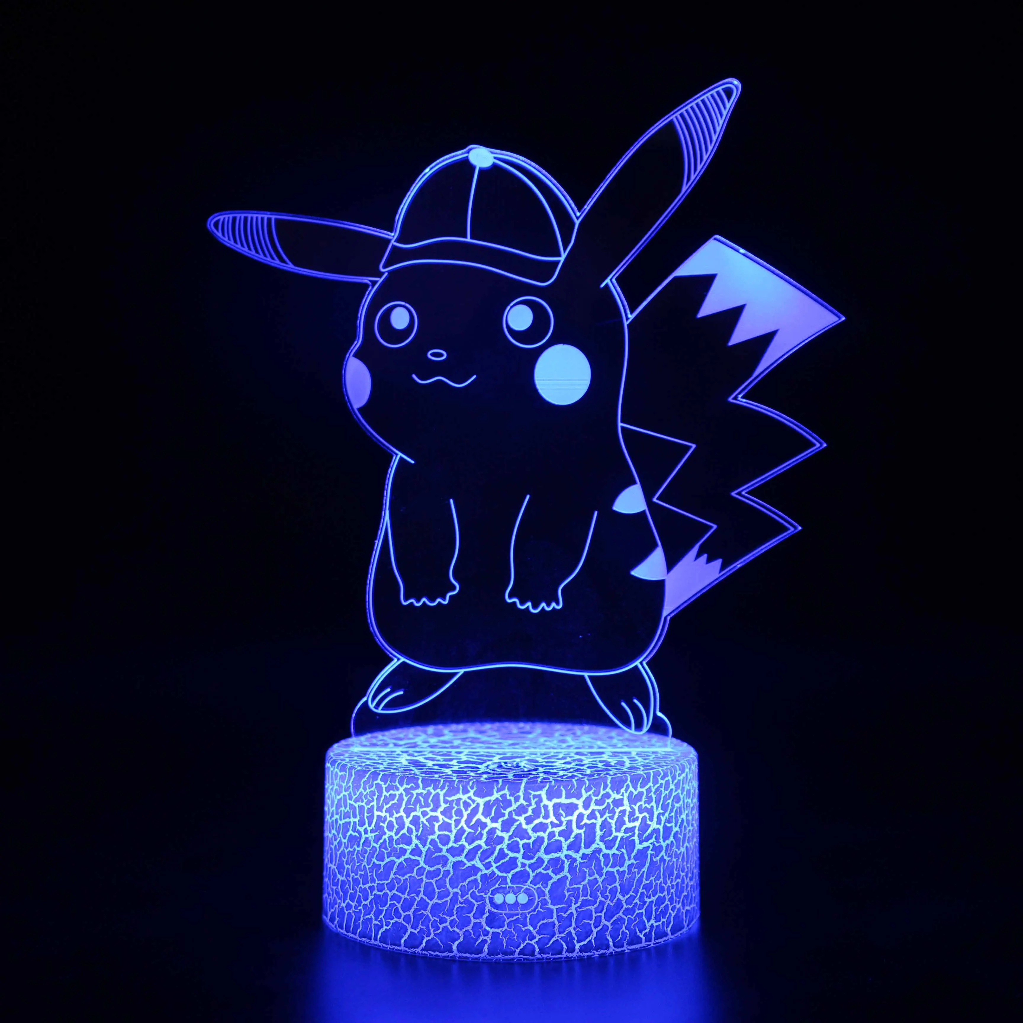 TAKARA TOMY Pokemon Pikachu 3D luz de noche con control remoto, lámpara de mesa táctil colorida