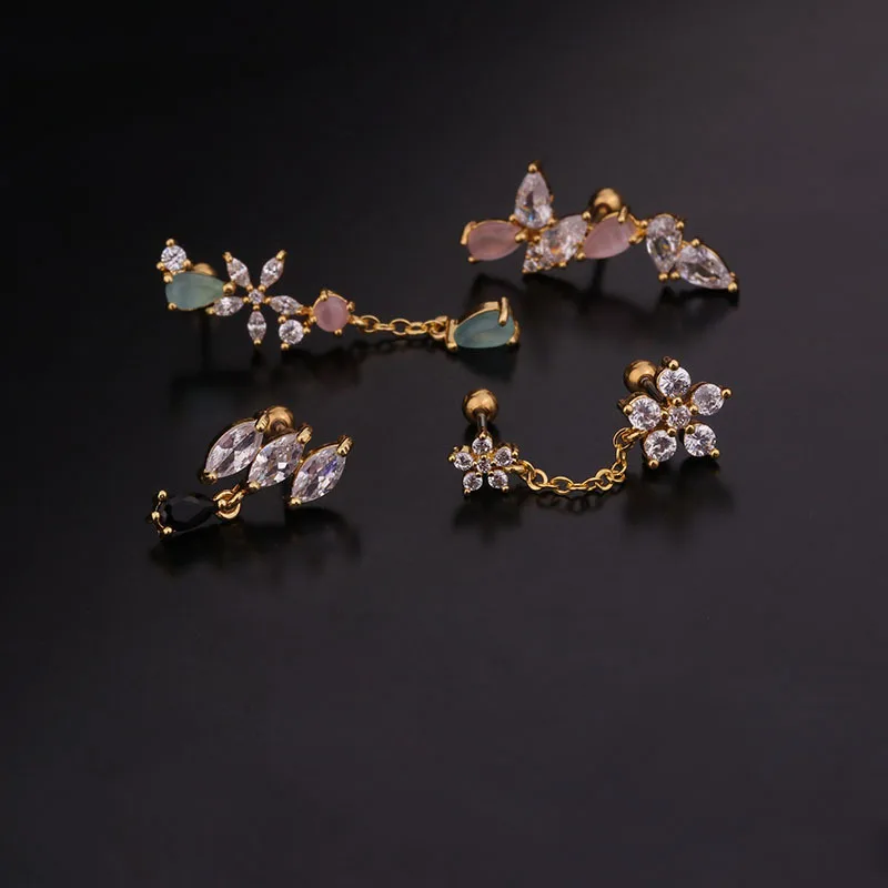 CZ Flower New Fashion Ear Studs Helix Piercing Cartilage Earring Conch Rook Tragus Stud Jewelry | Украшения и аксессуары