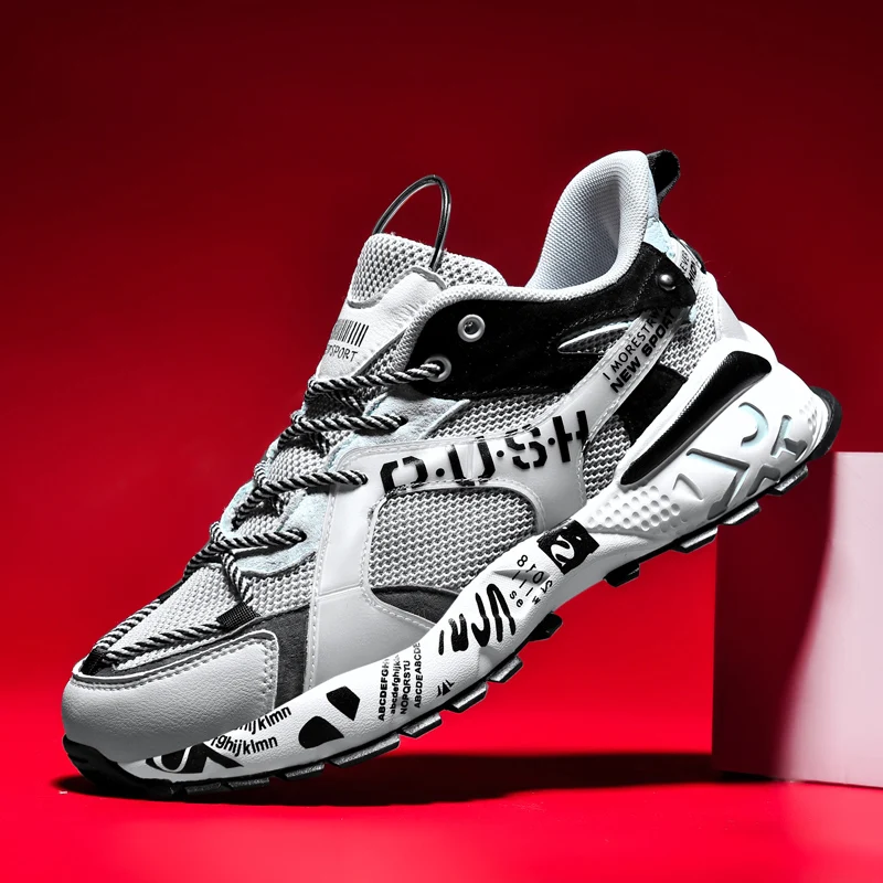 

Men's Summer Casual Shoes Mesh Ventilation Thick Bottom Lace Slip Resistant Spurts Shoes High Quality Color Matching Casual Shoe