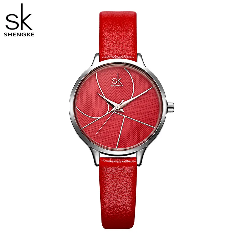 

Shengke Christmas Red Women Watches Ladies Casual Leather Quartz Watch Female Clock Relogio Feminino Montre Femme Zegarek Damski