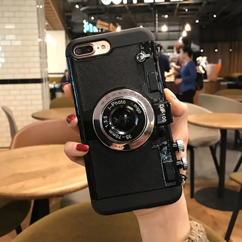 

Luxury 3D Camera Model Phone Case for iPhone 11 Pro Max X XR XS 8 7 6 6s Plus With Strap Cool Fashion Mobile Cover Girl Dropship