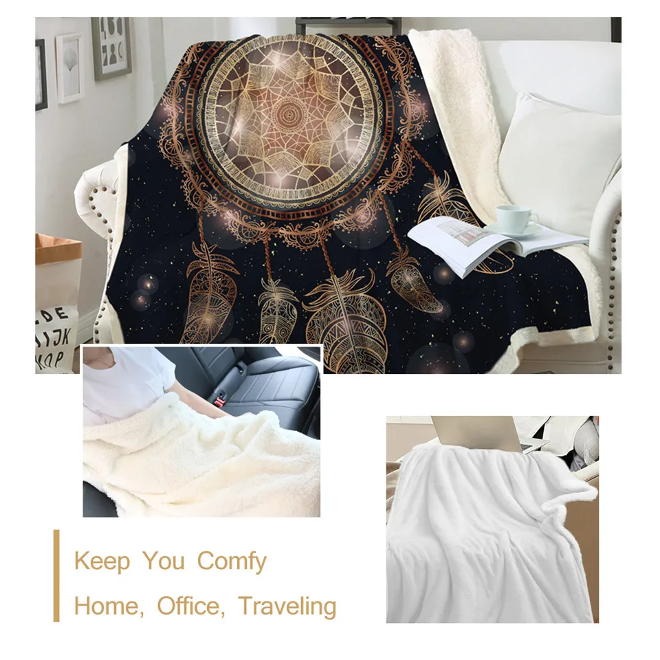 Постельные принадлежности Outlet Dreamcatcher плед на кровать Galaxy Boho шерпа Флисовое одеяло роскошный бархат плюшевый диван плед Манта