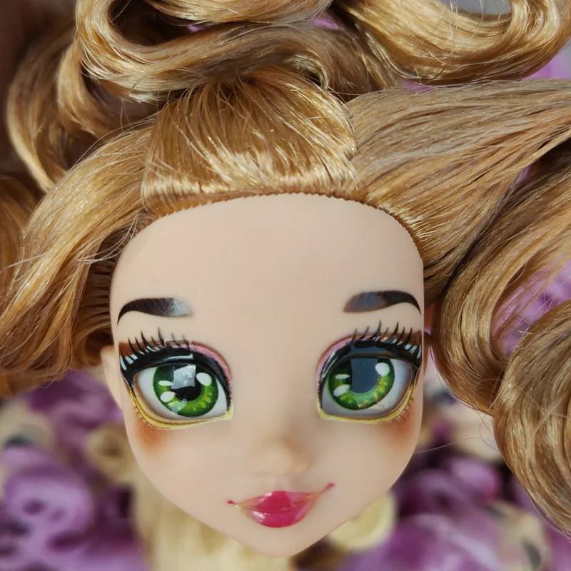 Блестящие очки милые кукольные головы красочные волосы части кукол белые