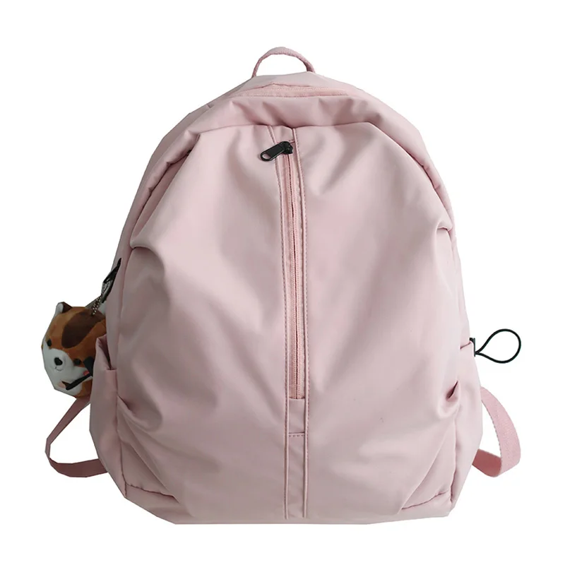 

Casual Unisex Shoulder Backpack Women Nylon Travel Backpack Solid Color Schoolbag For Teenage Girls Ladies Zipper Bookbag