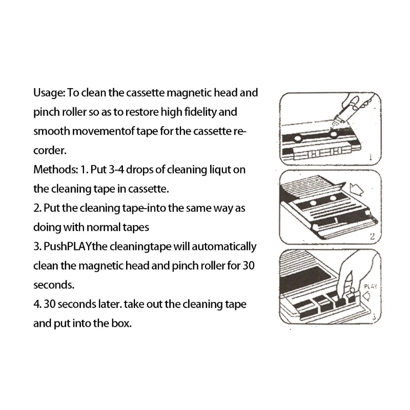 

2021 New -Audio Tape Cassette Head Cleaner Demagnetizer w/ 1 Cleaning Fluids Care Wet Maintenanc