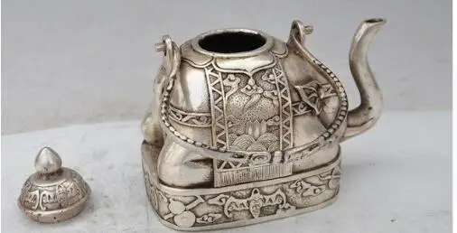 305 decoration brass factory outlets Tibet Silver 5&quot chinese fengshui silver elephant lotus bat statue | Дом и сад