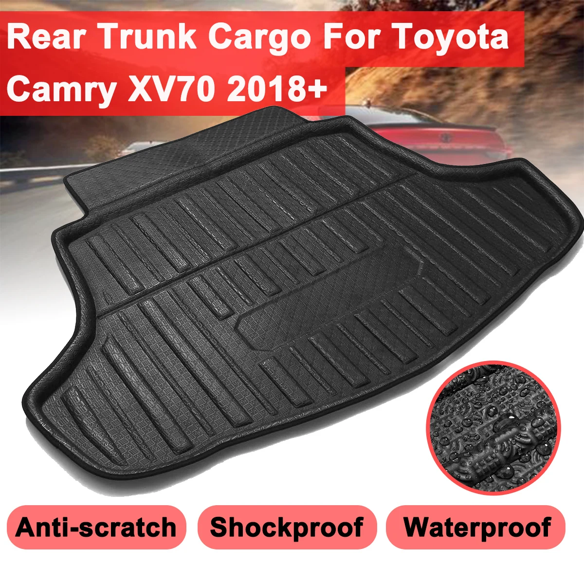 

Для Toyota Camry XV70 2018-2019 задний багажник Грузовой Boot коврик задний багажник Грузовой коврик Вкладыш Лоток напольные панели могут быть использов...