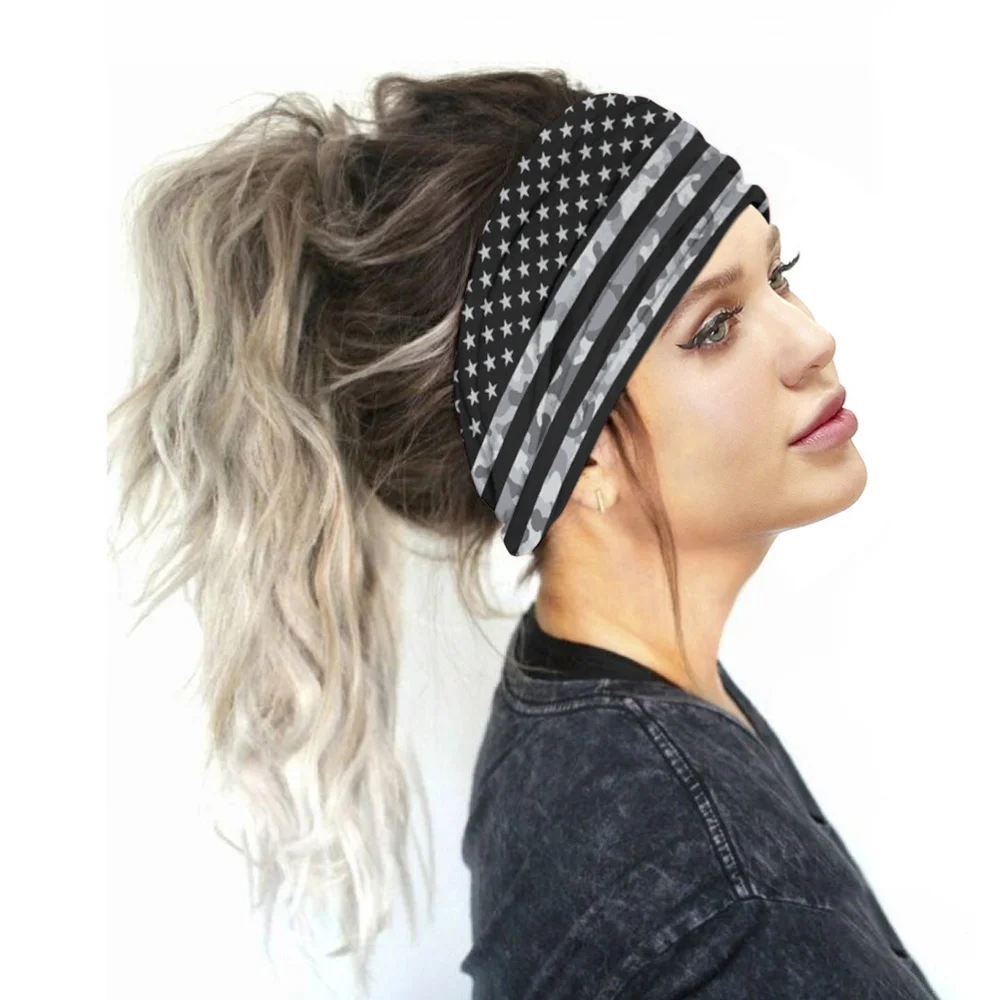 

2pcs American Flag Headband Elastic Headband Fashion Unisex Headwrap Quick-dry Headwear for Sports Running Outdoor (BXHF006)