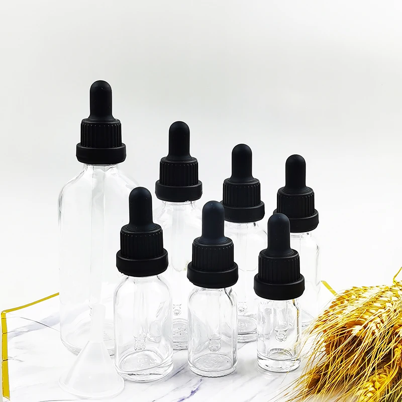 Стеклянные бутылочки-капельницы Transprent для ароматерапии с эфирным маслом