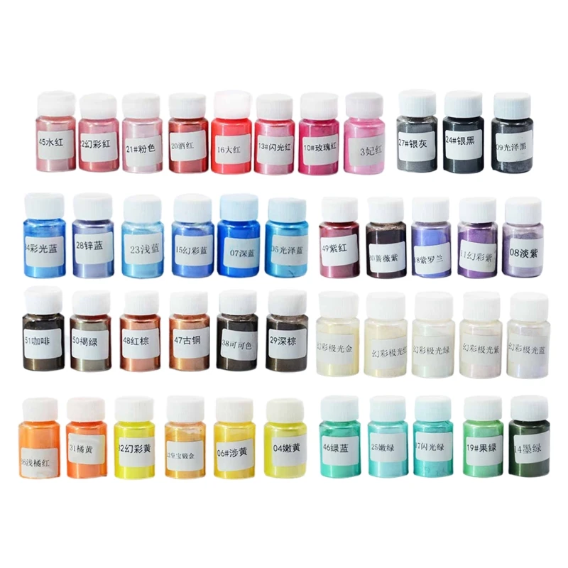 

3/5/6/8 Bottles Cosmetic Grade Pearlescent Natural Mica Mineral Powder Pigment KX4C