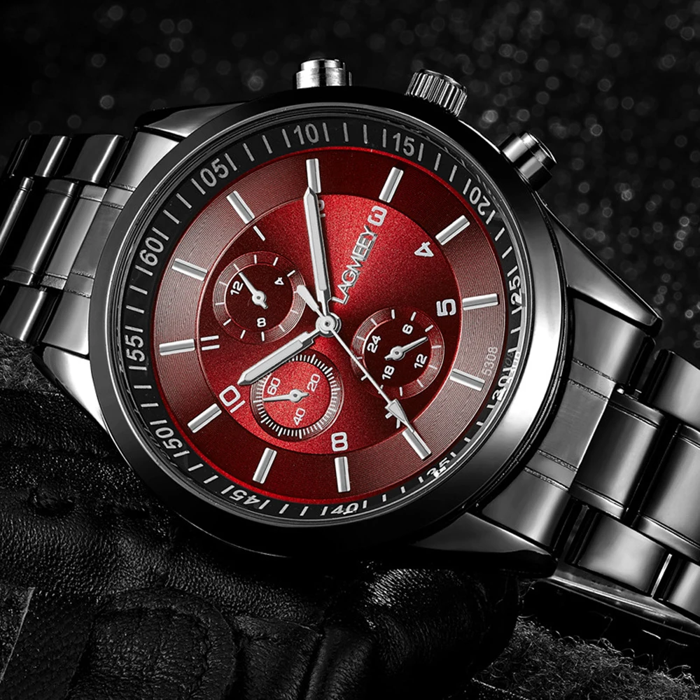 Men's Watch Lagmeey Top Brand Luxury Business Quartz Wrist Watch Men Hodinky Male Clock Time Hour Black Watch Relogio Masculino