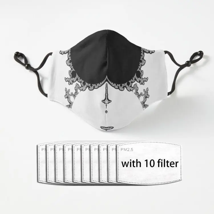 

Mandelbrot набор монохромных контуров унисекс маска для лица Регулируемая Роскошная маска для лица из полиэстера с фильтром маски