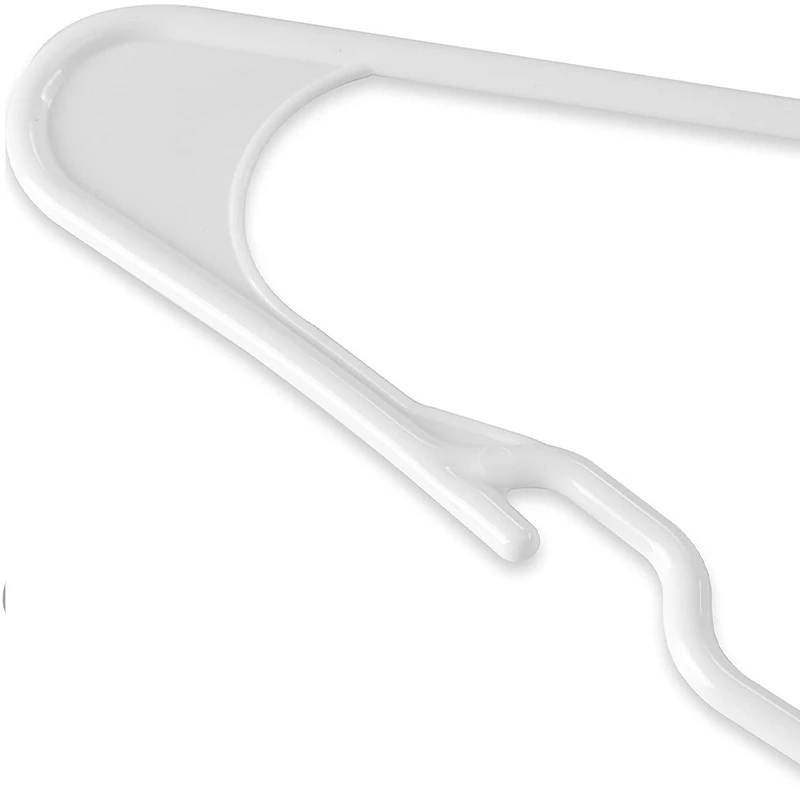 

White Plastic Hangers for Clothes - Space Saving Notched Hangers - Durable and Slim - Shoulder Grooves 50PCS