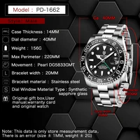 PAGANI DESIGN Brand Mens Watch Automatic Mechanical Stainless Steel GMT Sapphire Ceramic bezel 100m Sports waterproof Watches