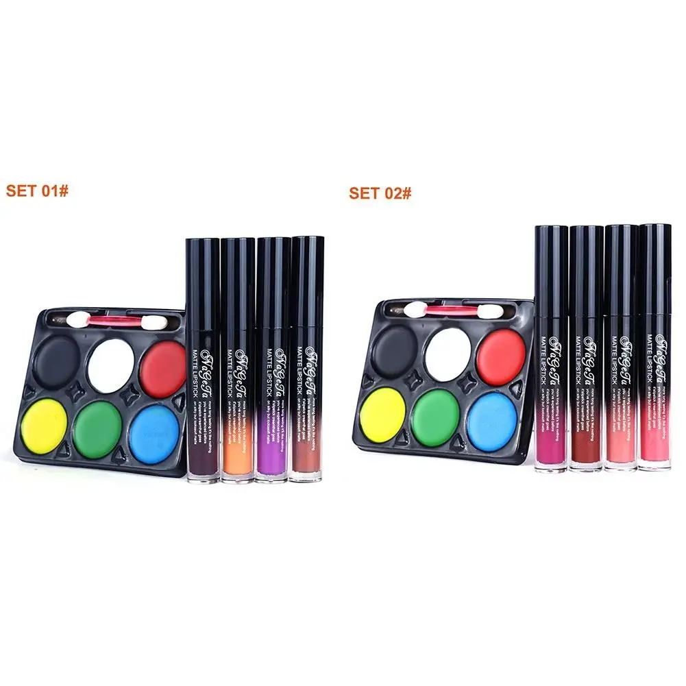 Halloween Makeup Set Lip Gloss &amp Face Paint Lasting Non-stick Cup Glaze Kit | Красота и здоровье