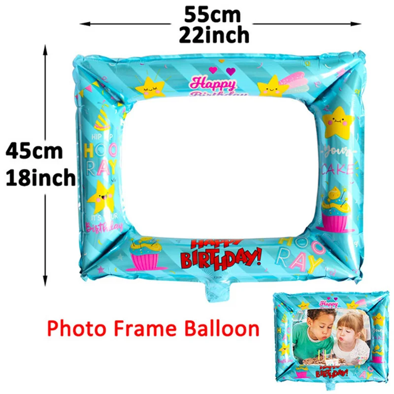blue frame balloon 12 месяцы фоторамка баннер 1st декорации с днем рождения наряд для первого дня рождения для маленьких мальчиков и девочек вечерние первого дня рождения флаги украшения - Color: blue frame balloon