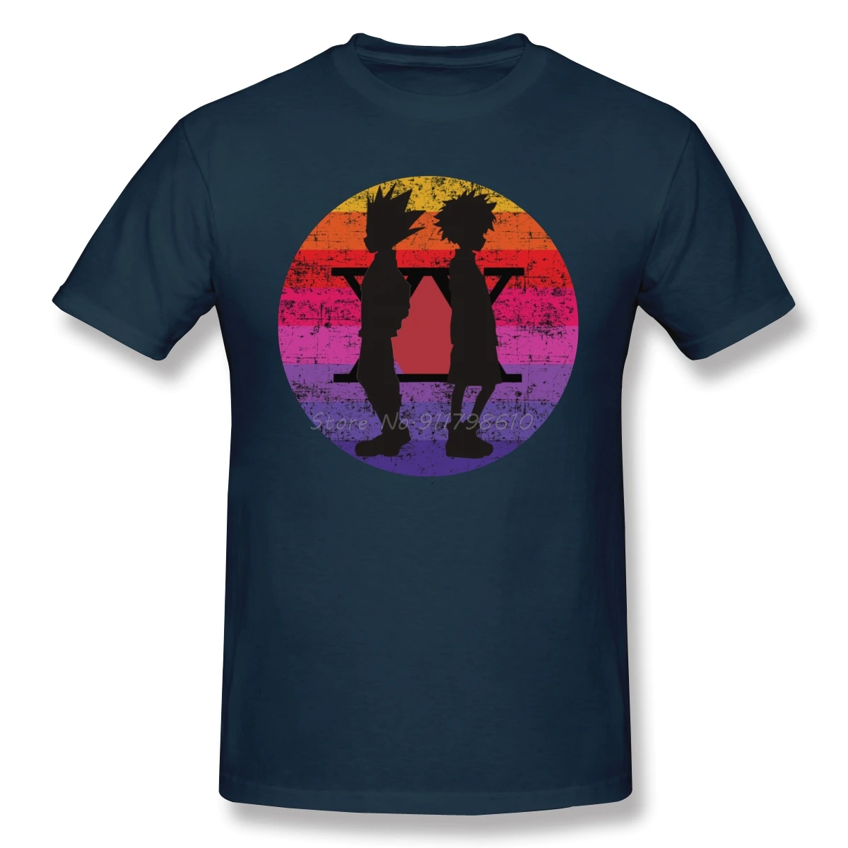 Футболка Hunter X Killua And Gon в стиле ретро уличная одежда оверсайз с круглым вырезом