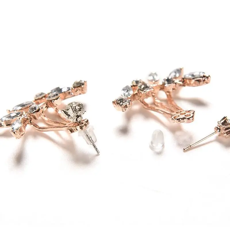 1 пара сережек с покрытием в виде листа кристаллами двухсторонние Подвесные