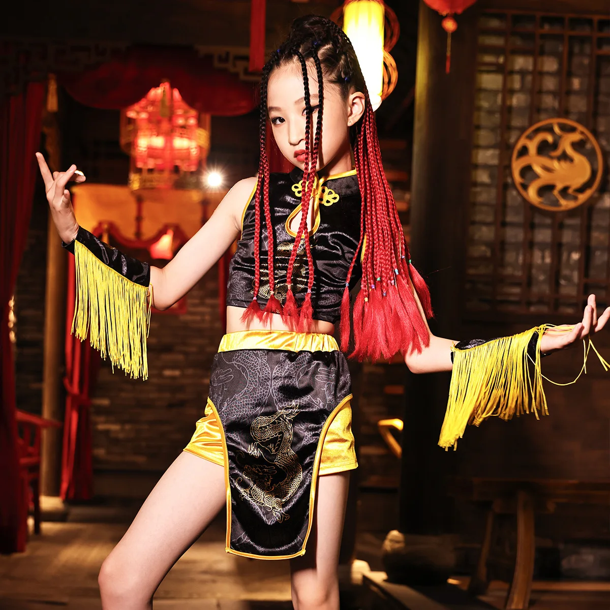 

2022 Модная Одежда для танцев в стиле хип-хоп для детей в китайском стиле джазовые танцевальные костюмы Ретро хип-хоп рейв сценические костюм...