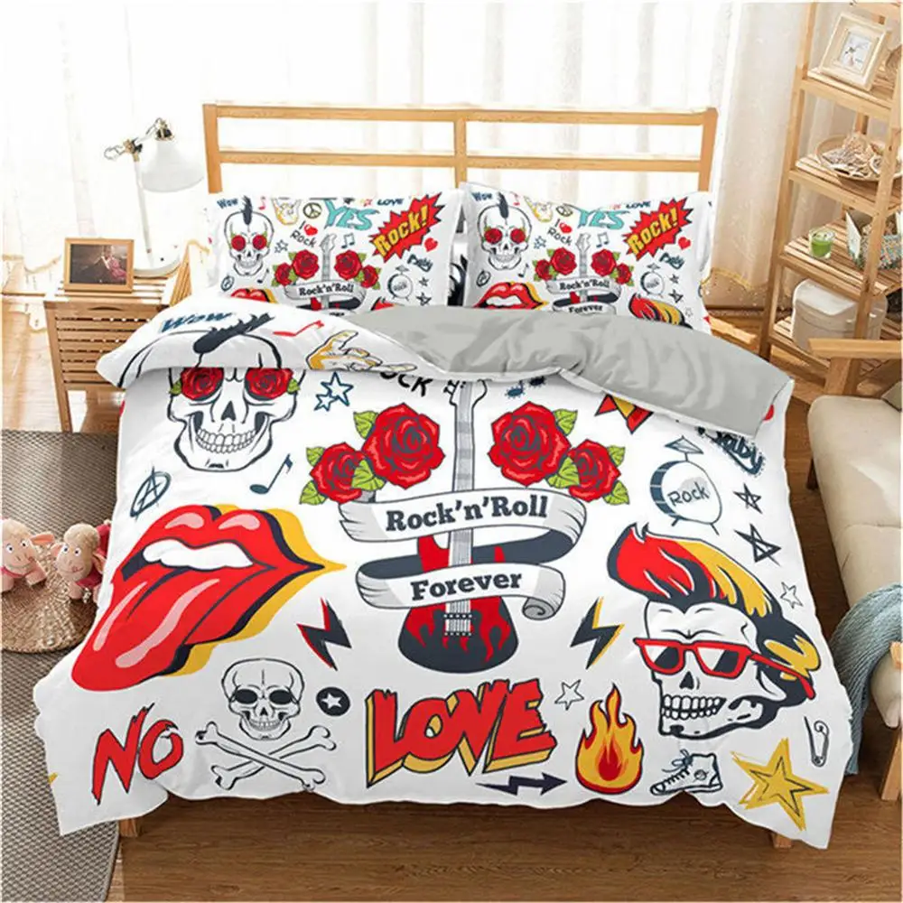 

Homesky 3D Red Lip Printing Bedding Set Duvet Cover Pillowcase Set Queen King Quilt Cover 2/3pcs (No Filling No Sheet)