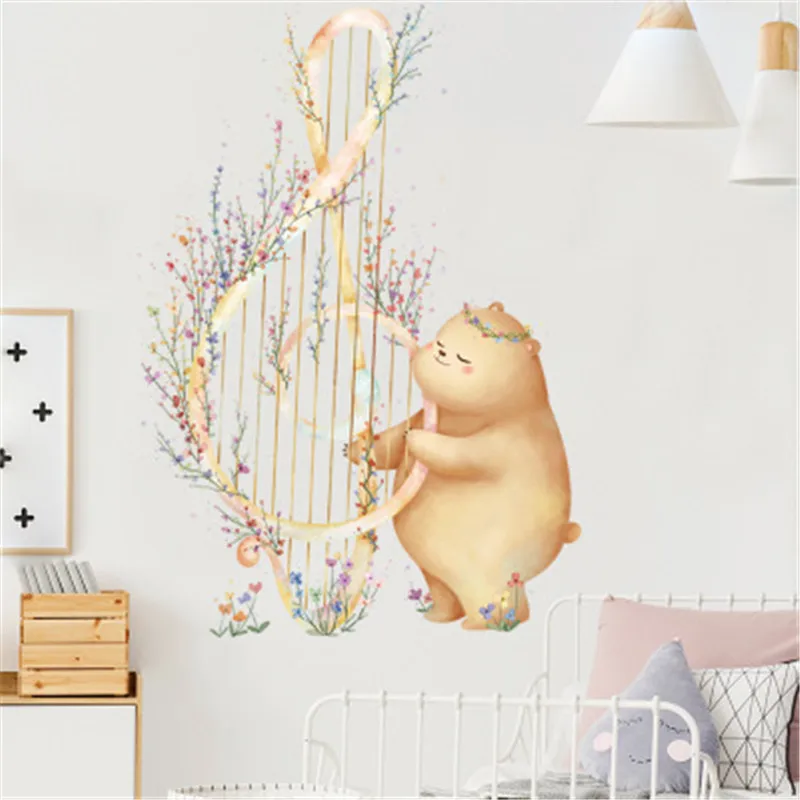 Милые радужные наклейки на стену в виде слона для детской комнаты домашняя