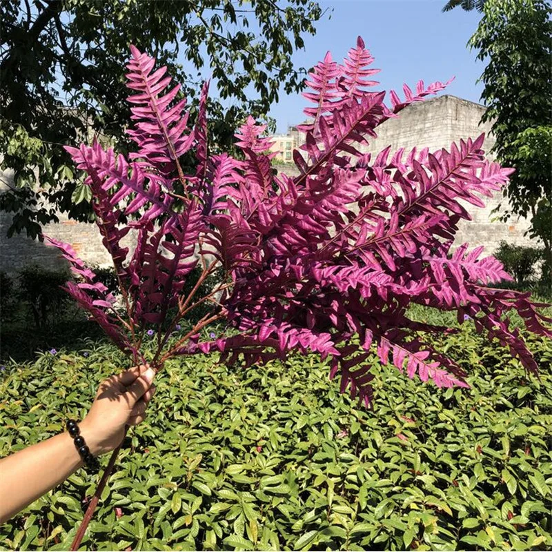 

10Pcs Fake Flannelette Persian Leaf 39.38" Length Simulation Greenery Green Plant for Wedding Home Decorative Artificial Plants